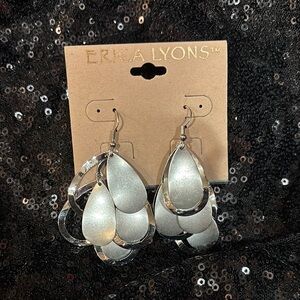 Erica Lyons Shimmering Silver Layered Earrings